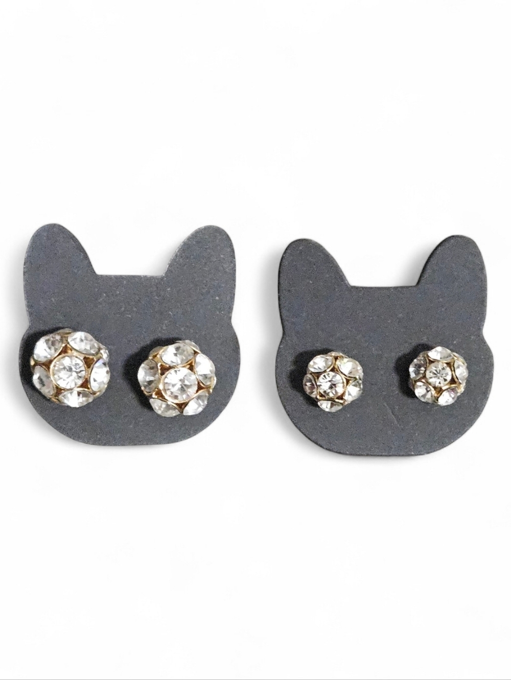 Vintage Floating Gold and Crystal Ball Stud Earrings ~ (Set of 2) NWOT